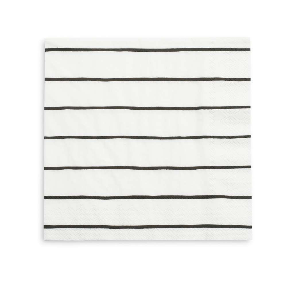FRENCHIE STRIPED INK BLACK NAPKINS Jollity & Co. + Daydream Society Napkins Bonjour Fete - Party Supplies