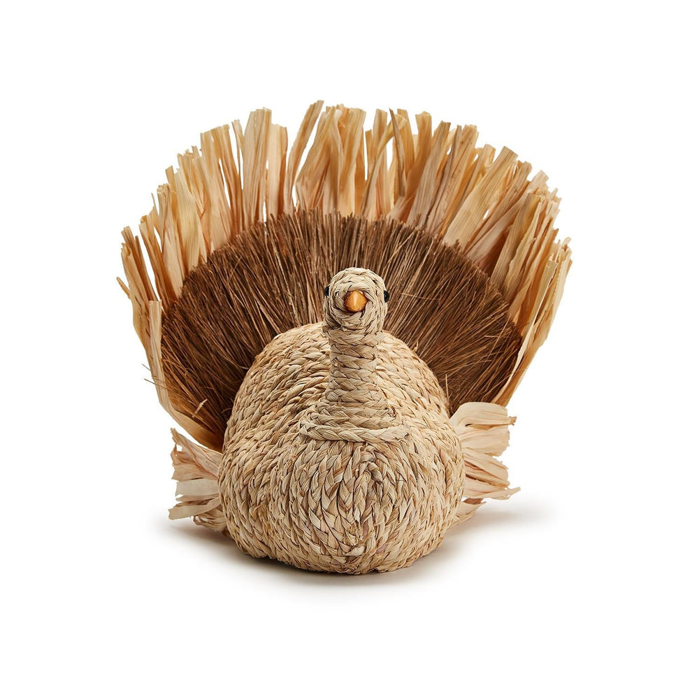 WOVEN CORNHUSK TURKEY Two's Company Thanksgiving Home Bonjour Fete - Party Supplies