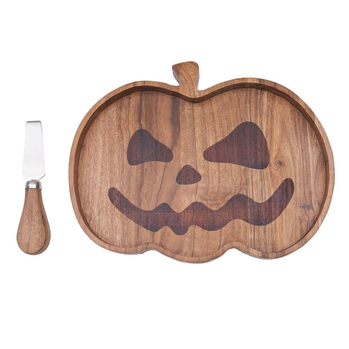 Jack-O-Lantern Charcuterie Serving Board With Spreader Bonjour Fete Party Supplies Halloween Home Decor