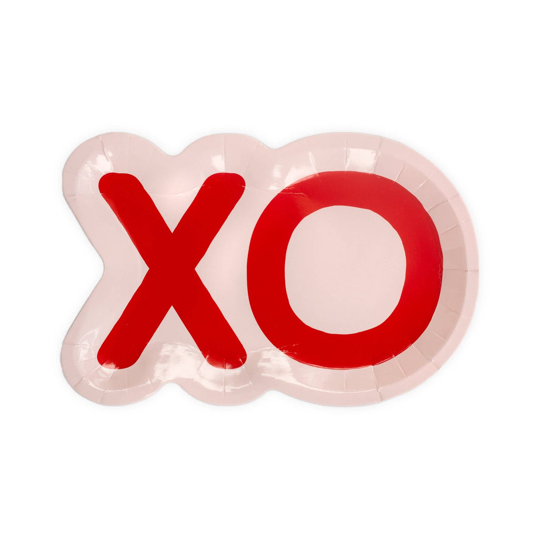 VAL841 - XOXO Shaped Plates (8ct) My Mind’s Eye Bonjour Fete - Party Supplies