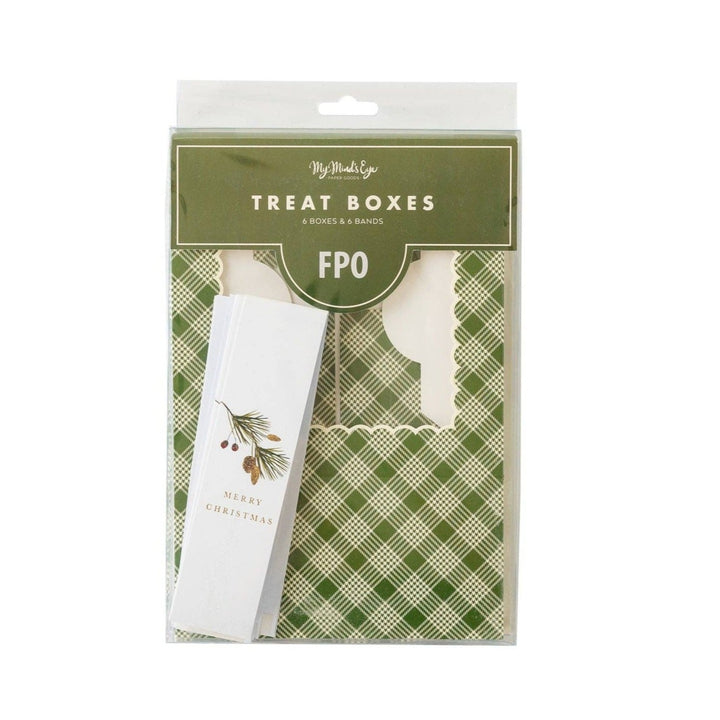 PRESALE CHRISTMAS SHIPPING MID OCTOBER - BTC910 - Botanical Christmas Green Plaid Cookie Box My Mind’s Eye 0 Faire Bonjour Fete - Party Supplies