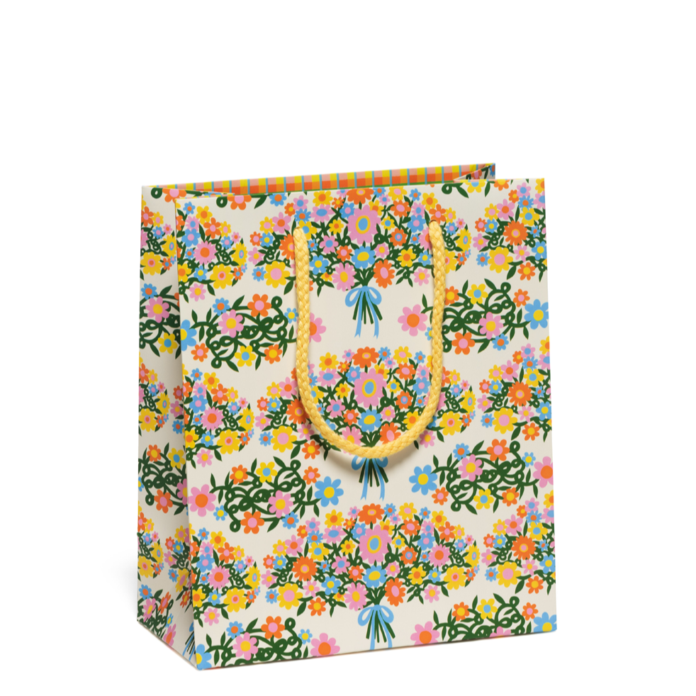 Bouquet of Flowers Bag Red Cap Cards Bonjour Fete - Party Supplies