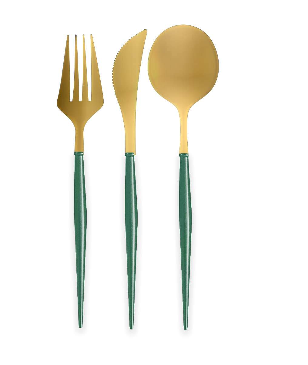 BELLA GOLD AND EMERALD CUTLERY Sophistiplate Cutlery Bonjour Fete - Party Supplies