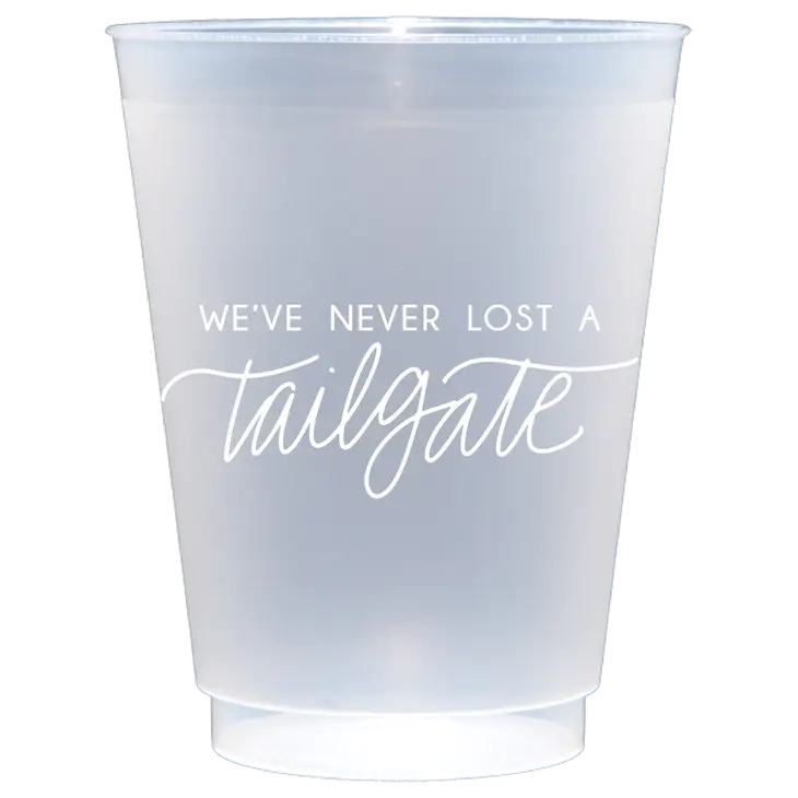 We've Never Lost A Tailgate WHITE | FrostFlex Set of 8 Cups Birdie Mae Designs 0 Faire Bonjour Fete - Party Supplies