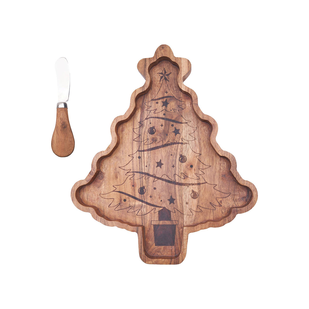 Christmas Tree Charcuterie Serving Board With Spreader Bonjour Fete Party Supplies Christmas Holiday Kitchen & Entertaining