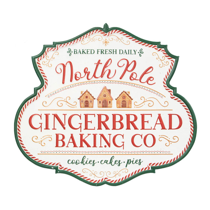 North Pole Gingerbread Baking Co. Metal Sign Col House Designs Christmas Holiday Kitchen & Entertaining Bonjour Fete - Party Supplies
