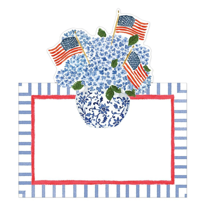 FLAGS AND HYDRANGEAS DIE-CUT PLACE CARDS BY CASPARI Caspari Bonjour Fete - Party Supplies