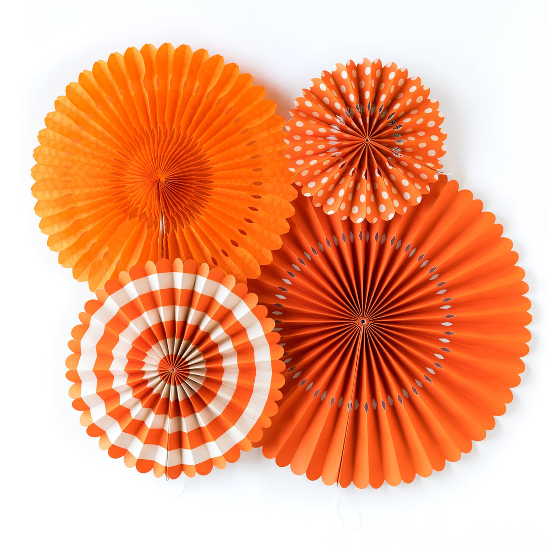 Basic Orange Fan Set My Mind’s Eye Bonjour Fete - Party Supplies