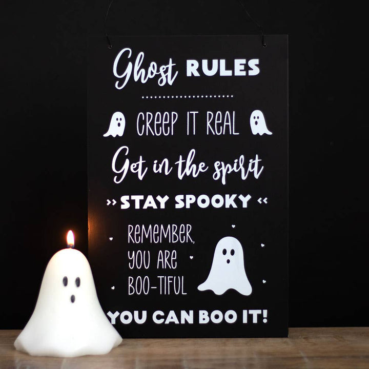 Ghost Rules Hanging Sign Bonjour Fete Party Supplies Halloween Home Decor