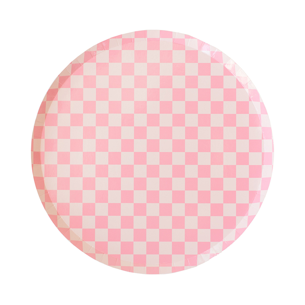 Pink Checker Plates Bonjour Fete Party Supplies Plates