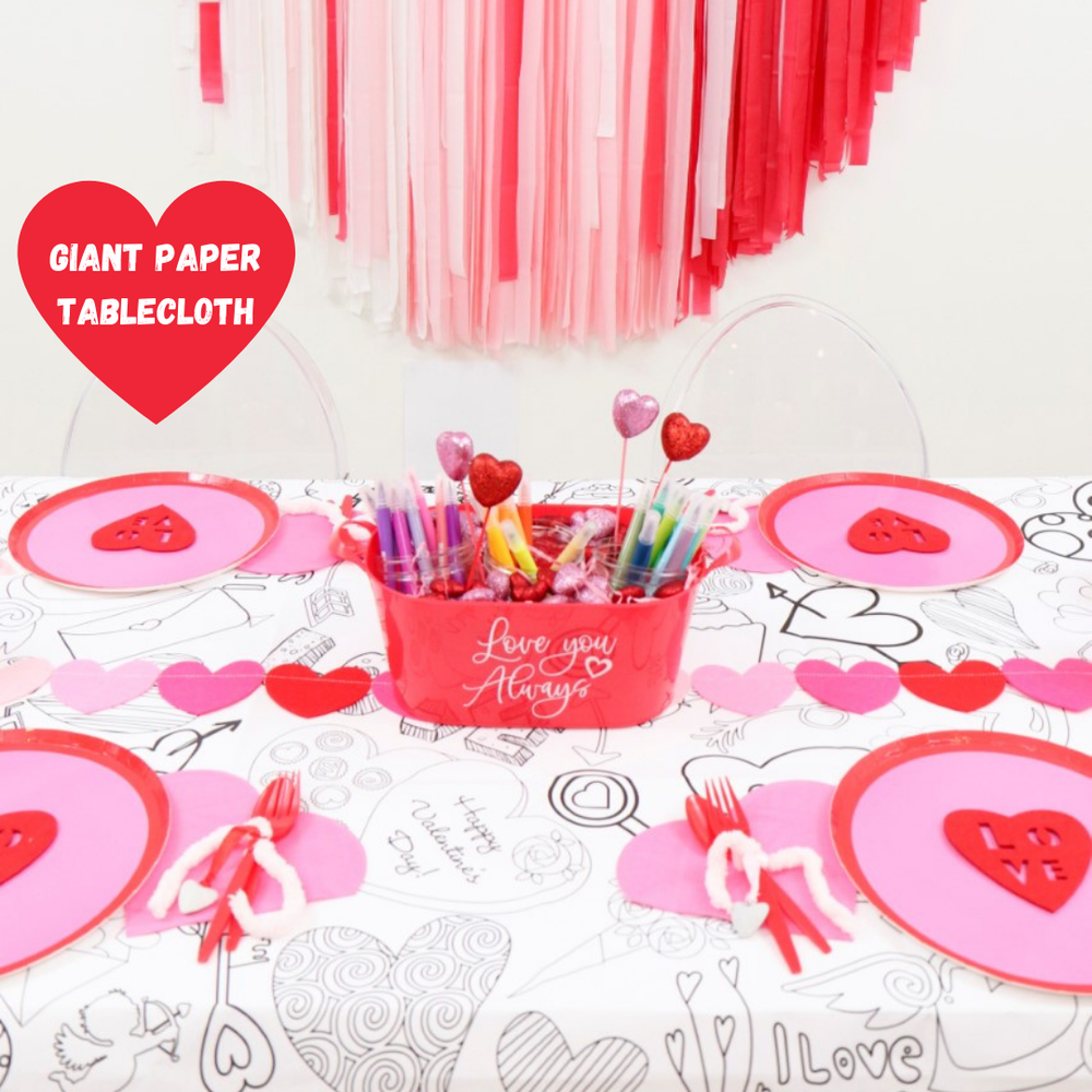 Valentine's Day Coloring Table Cove/Poster Creative Crayons Workshop Bonjour Fete - Party Supplies