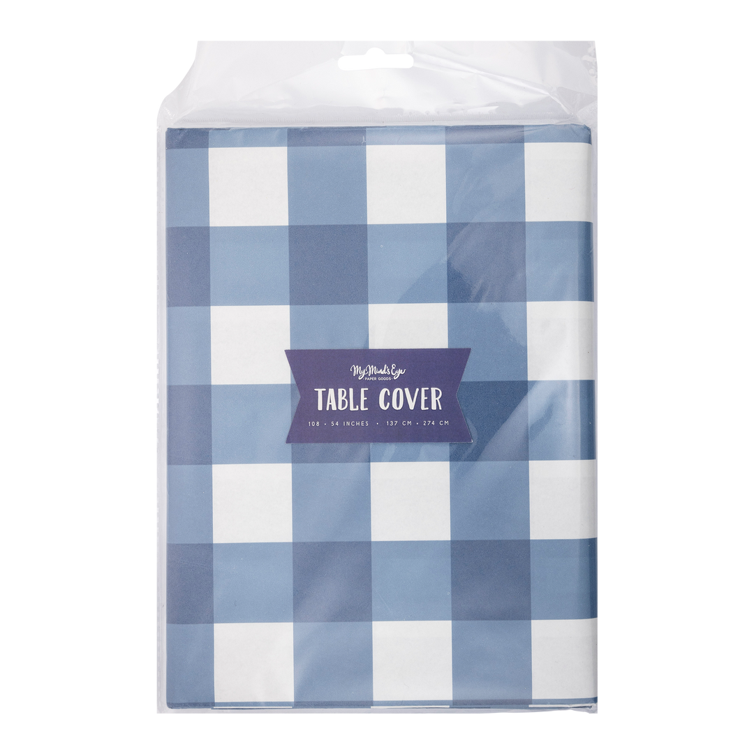 Blue Gingham Paper Table Cover Bonjour Fete Party Supplies 4th Of July Party Supplies