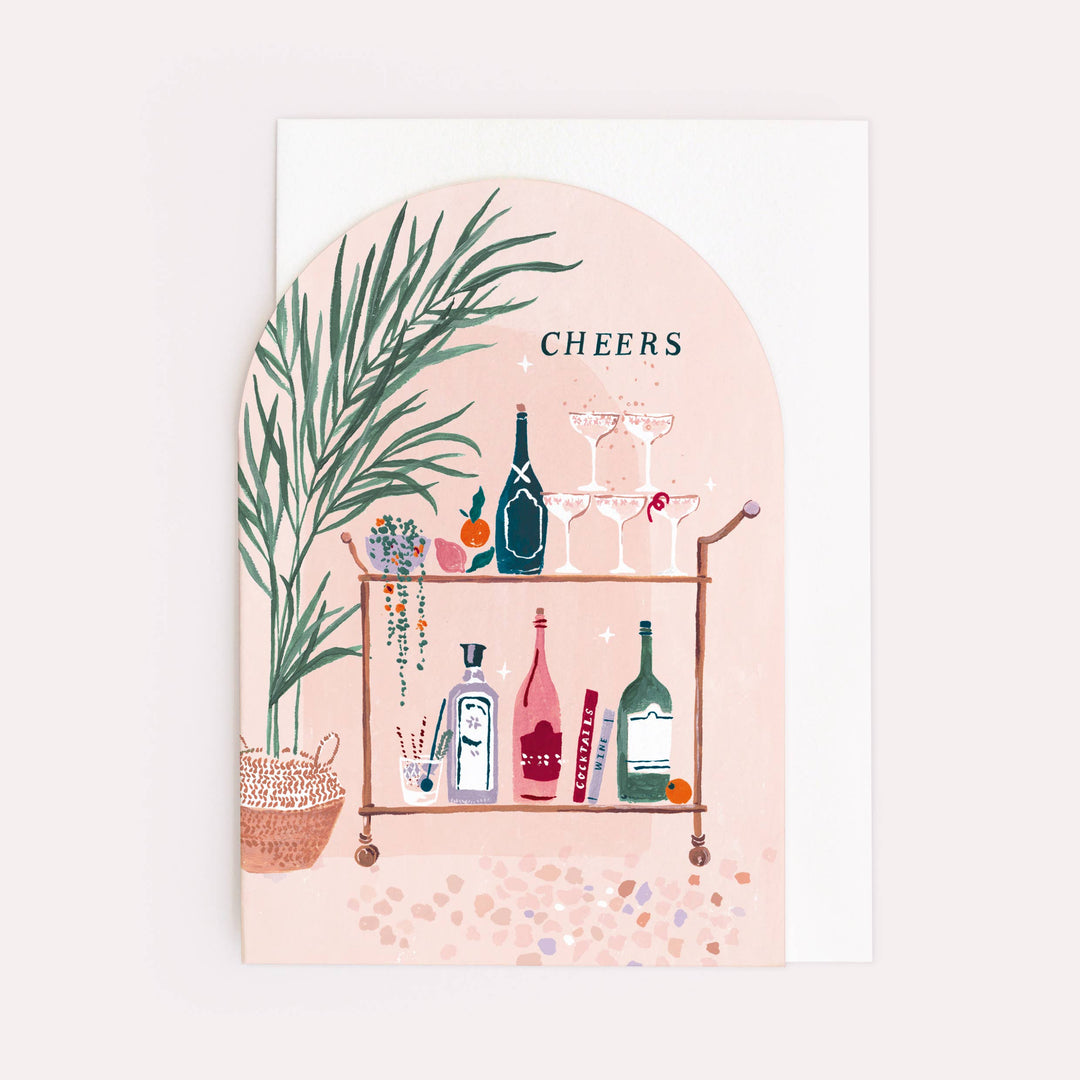 Bar Cart Cheers Card | Cocktails Birthday Card | Luxury Sister Paper Co. Bonjour Fete - Party Supplies