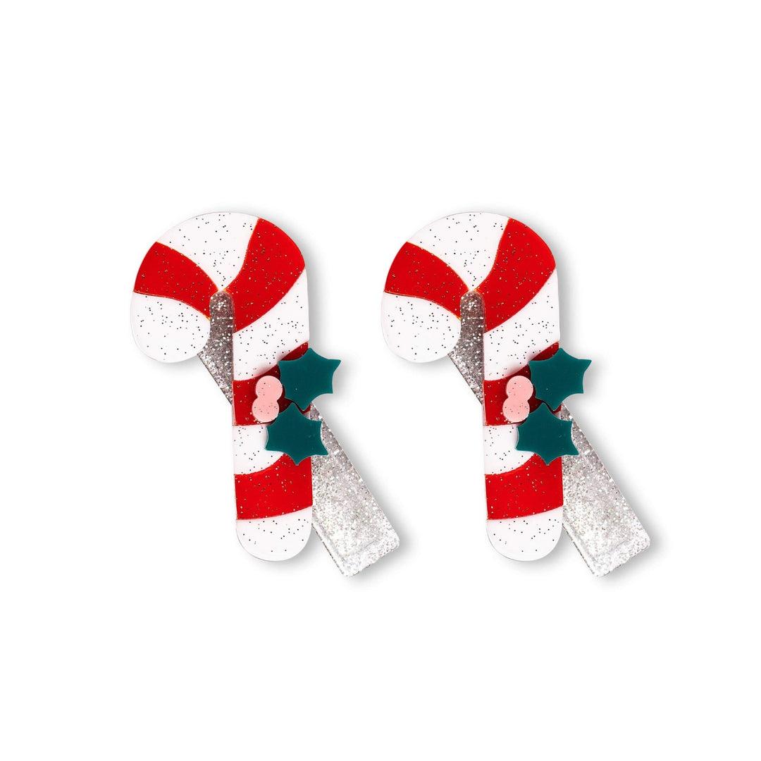 CANDY CANE RED STRIPS ALLIGATOR CLIPS Lilies & Roses NY Christmas Wear Bonjour Fete - Party Supplies