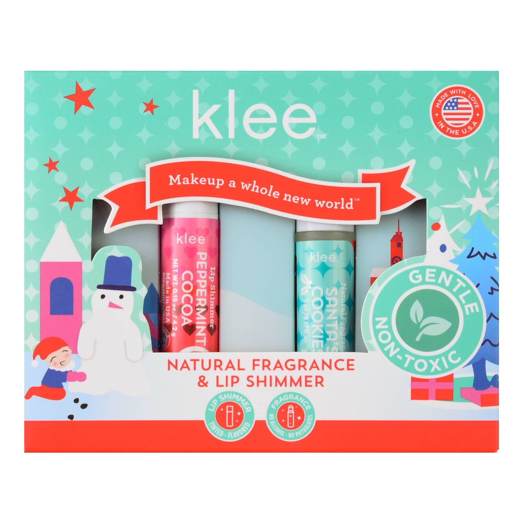 Santa's Cookies - Natural Fragrance and Lip Shimmer Set Klee Naturals Stocking Stuffer Bonjour Fete - Party Supplies
