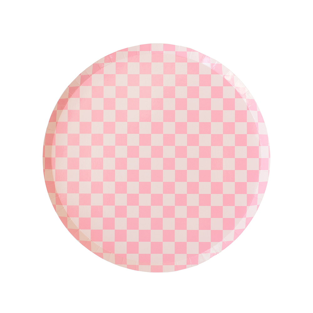 Pink Checker Plates Bonjour Fete Party Supplies Plates