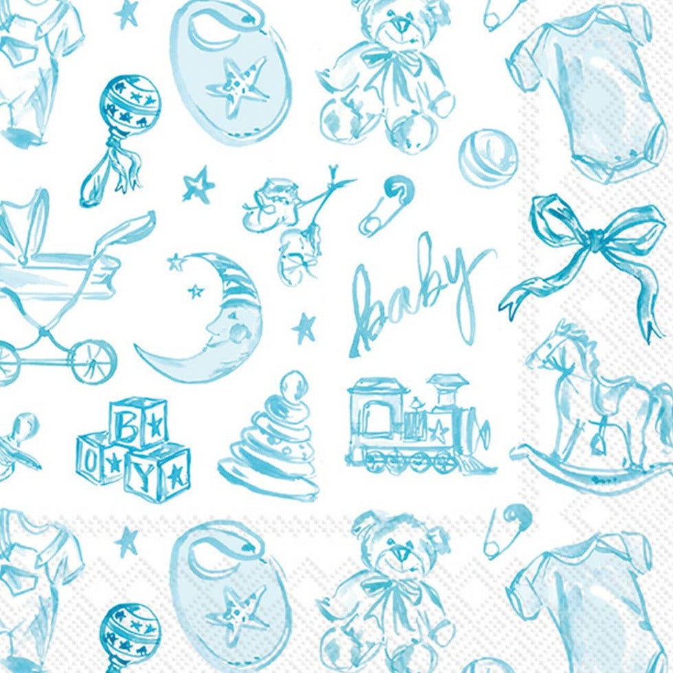 Baby Blue Toile Napkins Bonjour Fete Party Supplies Baby Shower