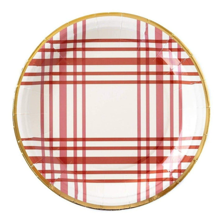 HARVEST PLAID ROUND PLATE My Mind’s Eye Plates Bonjour Fete - Party Supplies