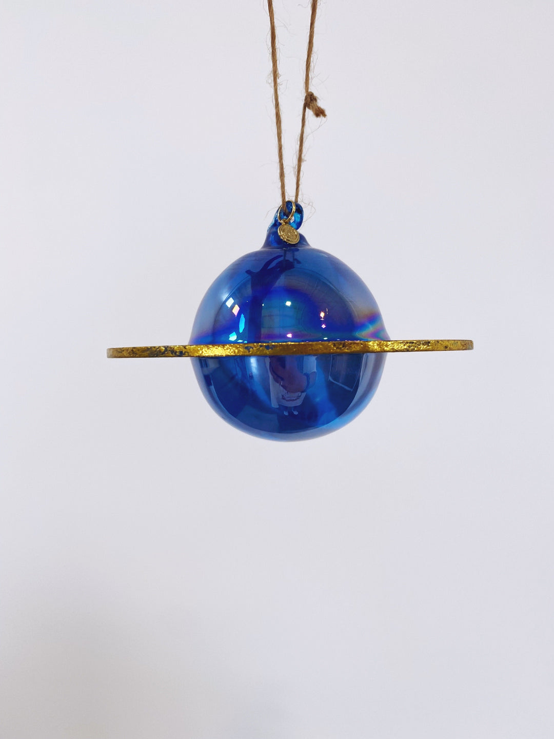 PLANET GLASS ORNAMENT Glitterville Christmas Ornament BLUE PLANET Bonjour Fete - Party Supplies