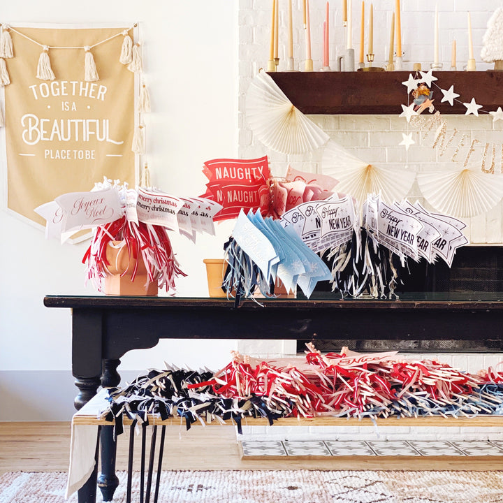 NAUGHTY & NICE CHRISTMAS FLAG BY THREAD MAMA Bonjour Fete Christmas Party Decor Bonjour Fete - Party Supplies