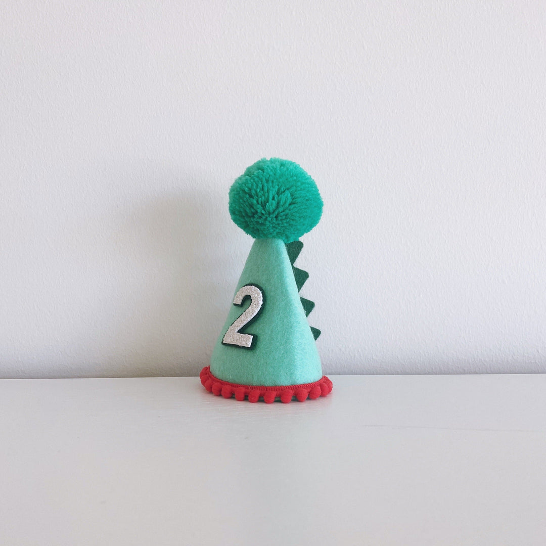 MINI DINOSAUR BIRTHDAY HAT Little Blue Olive 2nd Birthday Bonjour Fete - Party Supplies