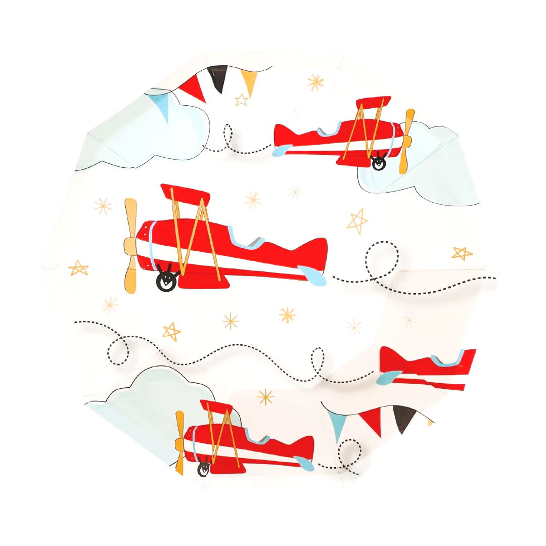 AIRPLANE DESSERT PLATES Pooka Party Plates Bonjour Fete - Party Supplies