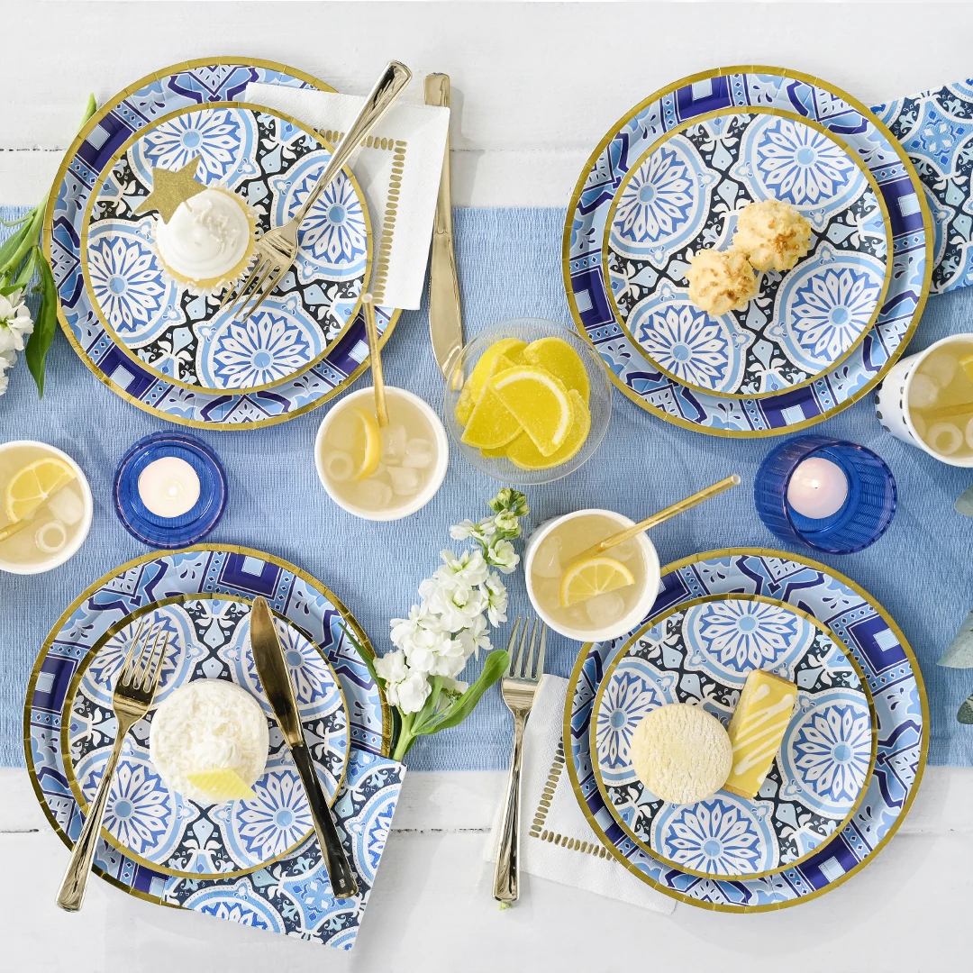 AMALFI BLUES COCKTAIL NAPKINS Coterie Party Supplies Napkins Bonjour Fete - Party Supplies