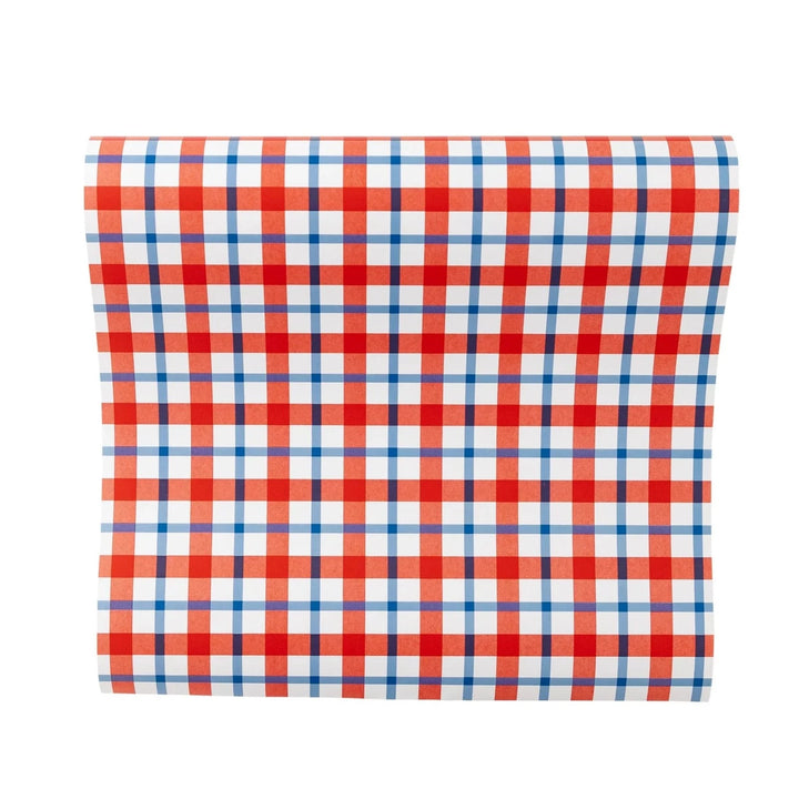 AMERICANA PLAID PAPER TABLE RUNNER My Mind’s Eye 0 Faire Bonjour Fete - Party Supplies