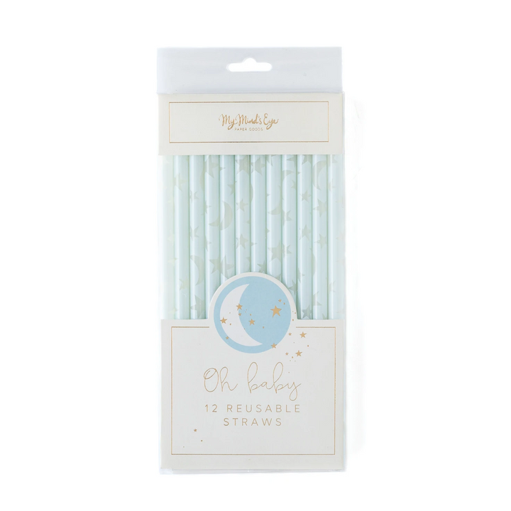 BABY BLUE REUSABLE STRAWS My Mind's Eye STRAWS Bonjour Fete - Party Supplies