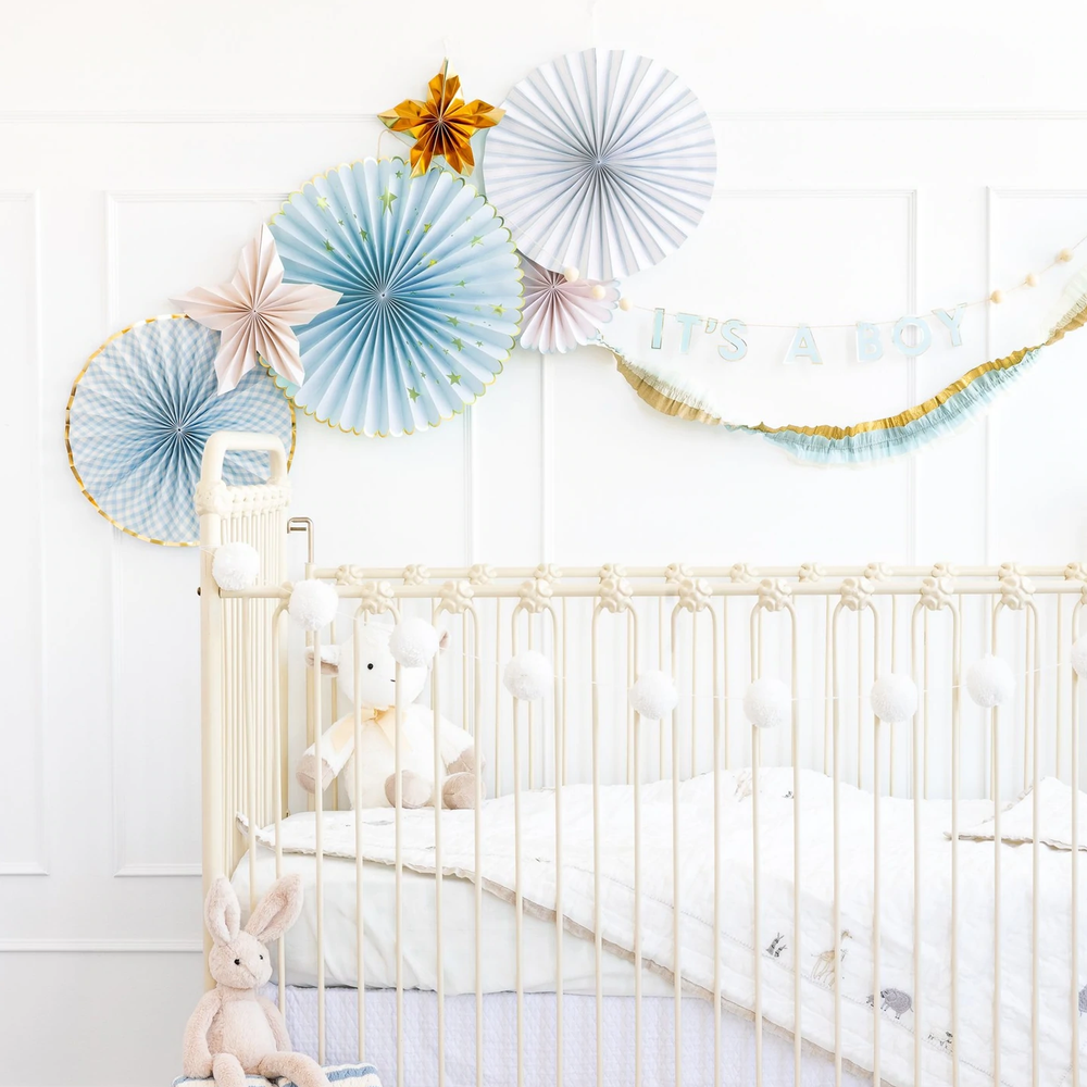 BABY BLUE BANNER My Mind's Eye Garlands & Banners Bonjour Fete - Party Supplies