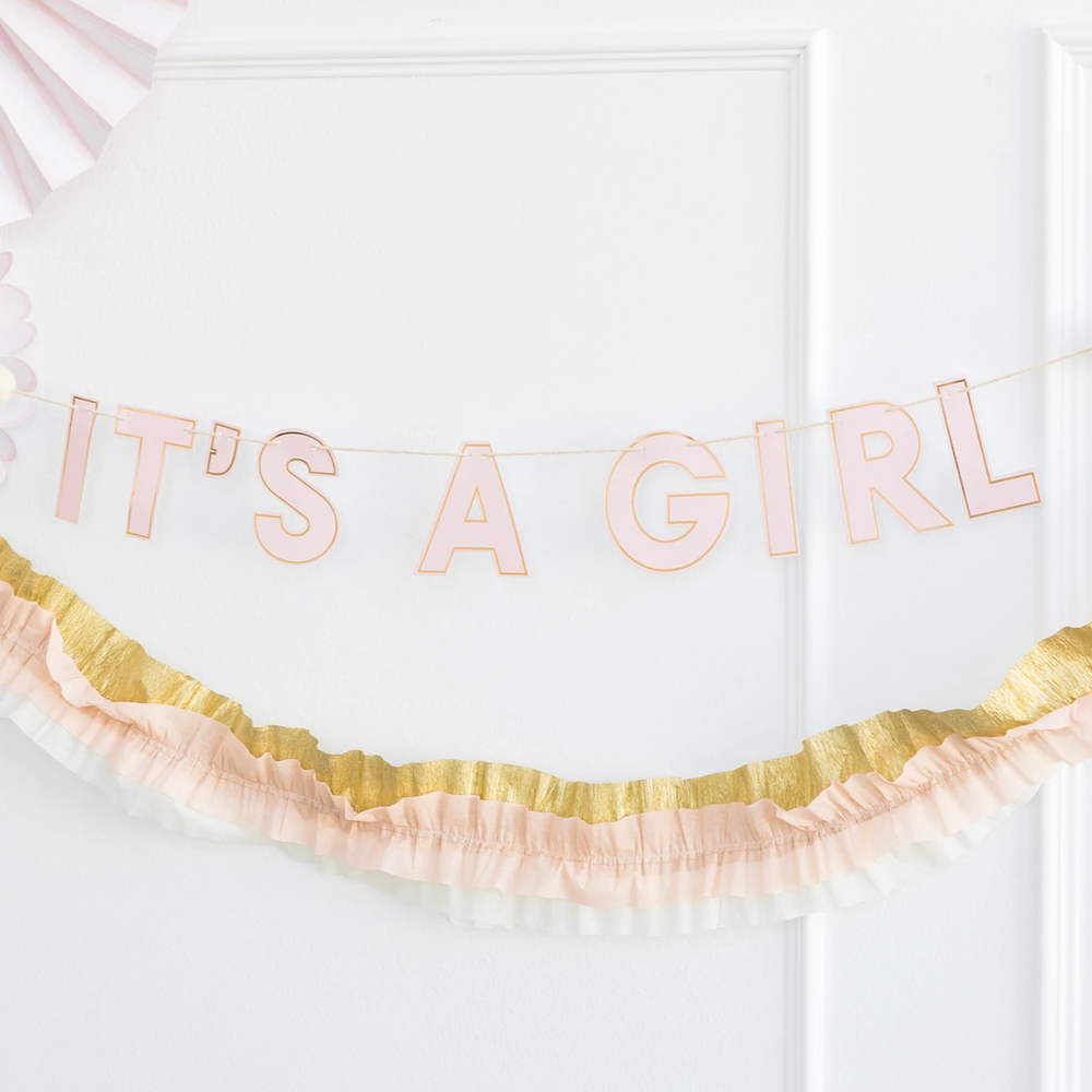IT'S A GIRL BABY PINK BANNER My Mind's Eye Garlands & Banners Bonjour Fete - Party Supplies