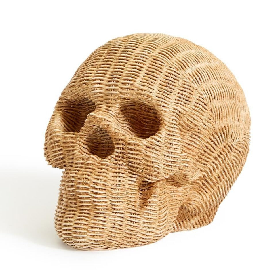 BASKETWEAVE PATTERN SKULL Two's Company Halloween Home Decor Bonjour Fete - Party Supplies