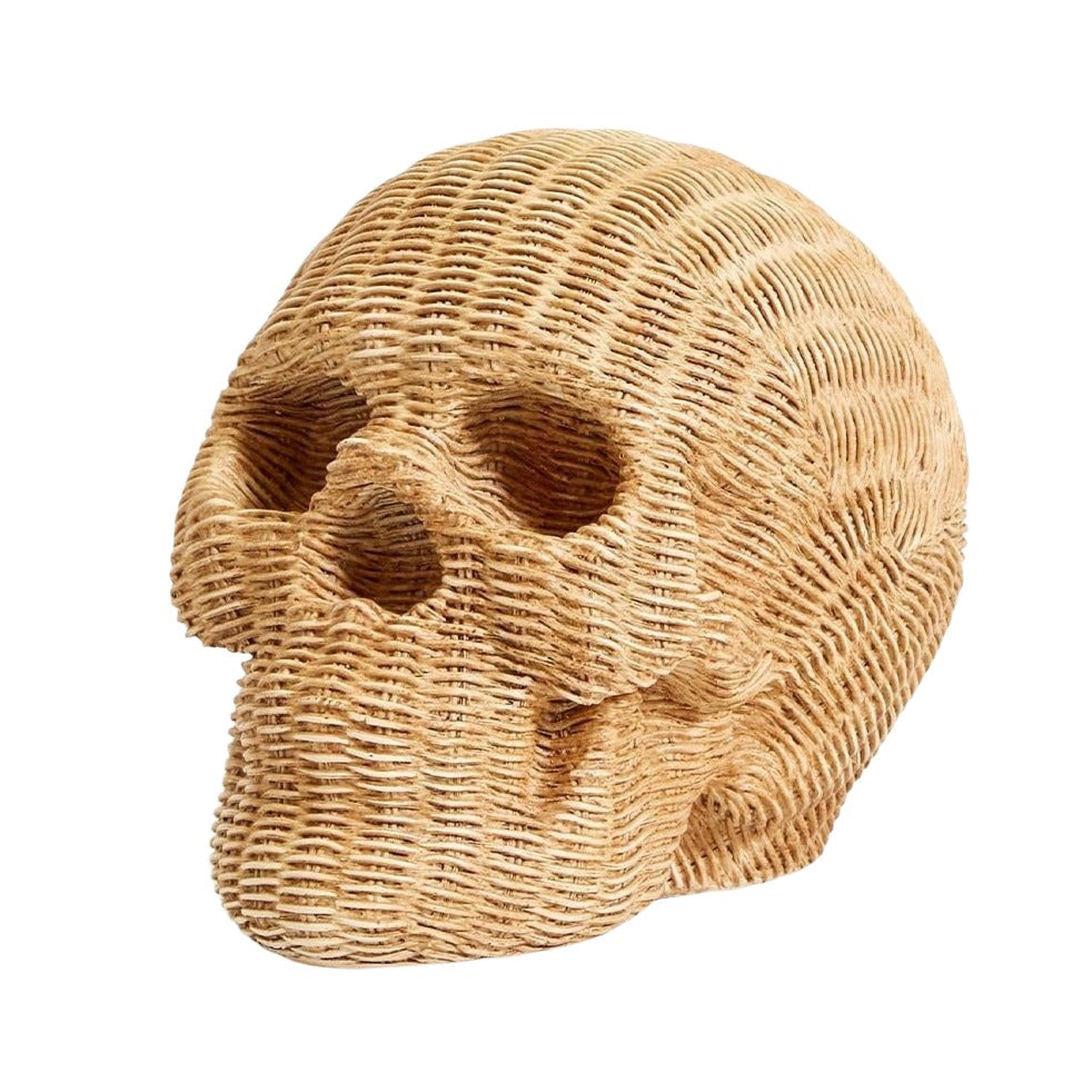 BASKETWEAVE PATTERN SKULL Two's Company Halloween Home Decor Bonjour Fete - Party Supplies