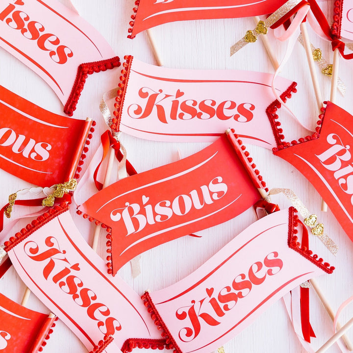 KISSES / BISOUS FLAG BY THREAD MAMA Oui Party Garlands & Banners Bonjour Fete - Party Supplies