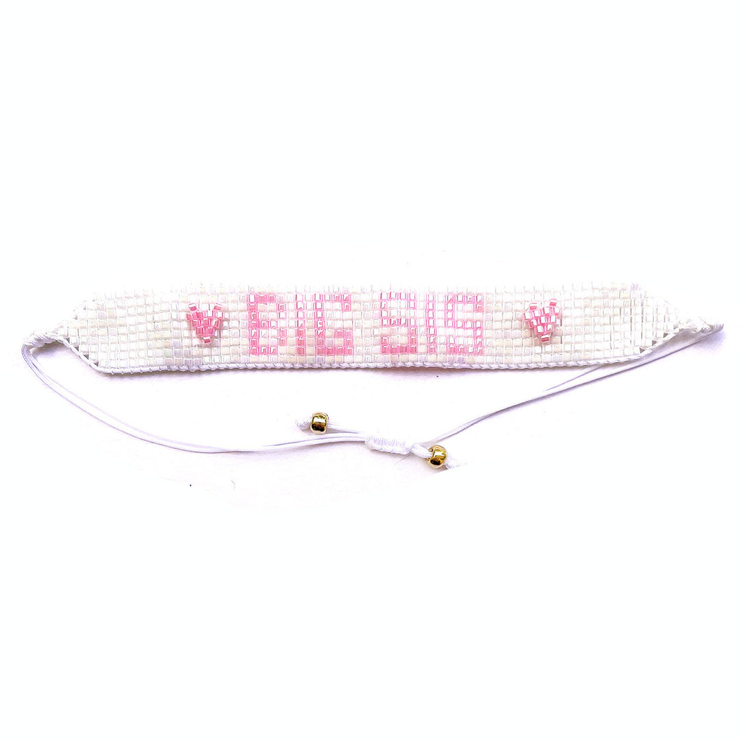 BIG SIS PINK & WHITE BEADED BRACELET BY OVER THE MOON Over The Moon Bonjour Fete - Party Supplies
