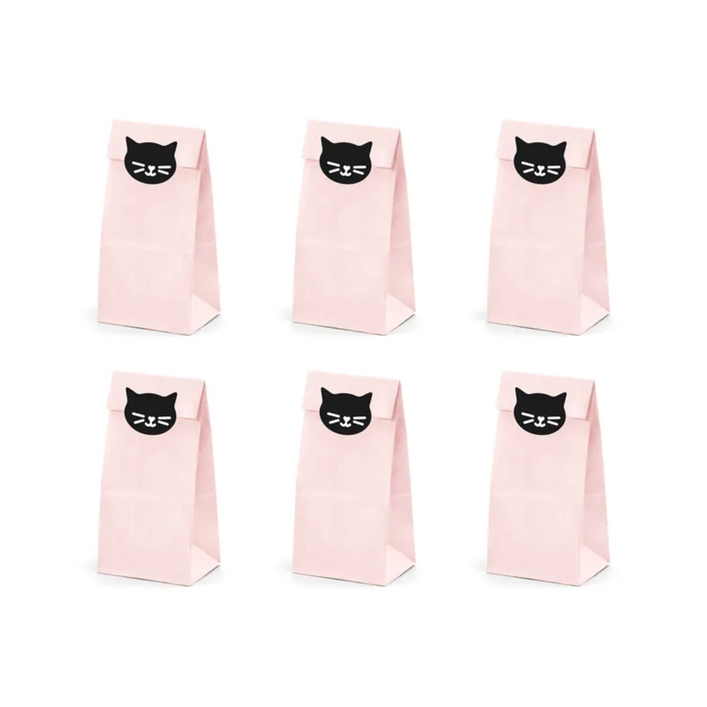 BLACK CAT PINK TREAT BAGS Party Deco Halloween Party Supplies Bonjour Fete - Party Supplies