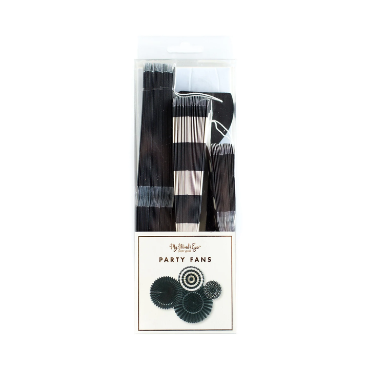 BLACK PINWHEEL PARTY FAN DECORATIONS My Mind’s Eye Hanging Decor Bonjour Fete - Party Supplies