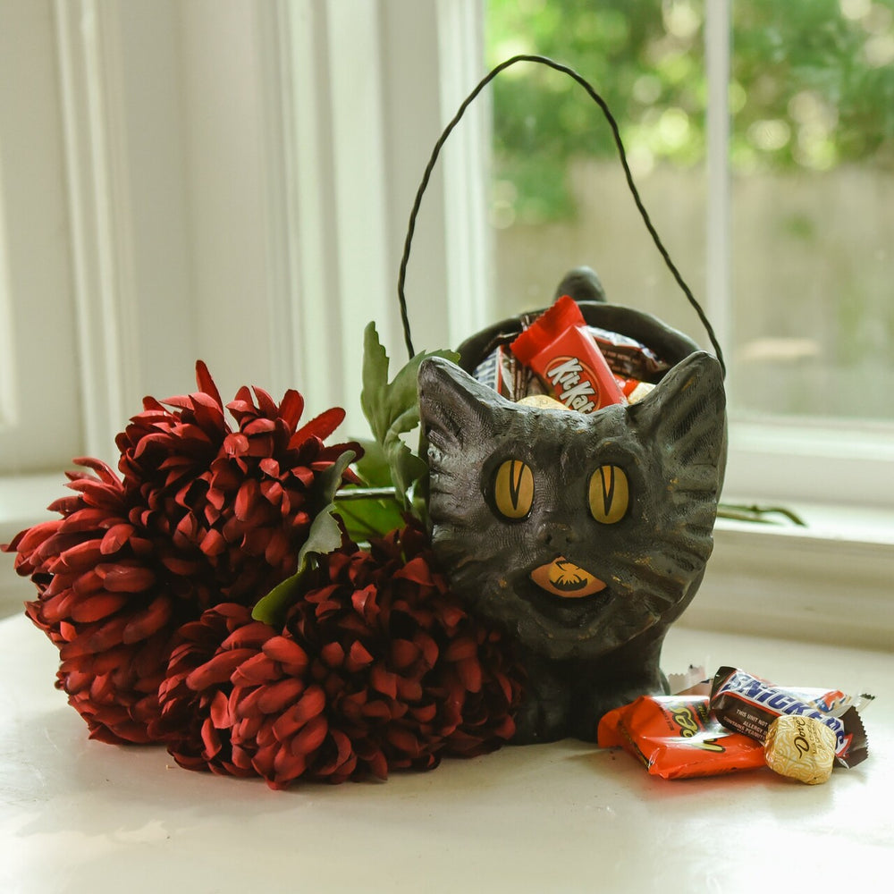 BLACK VINTAGE CAT Ragon House Halloween Home Decor Bonjour Fete - Party Supplies