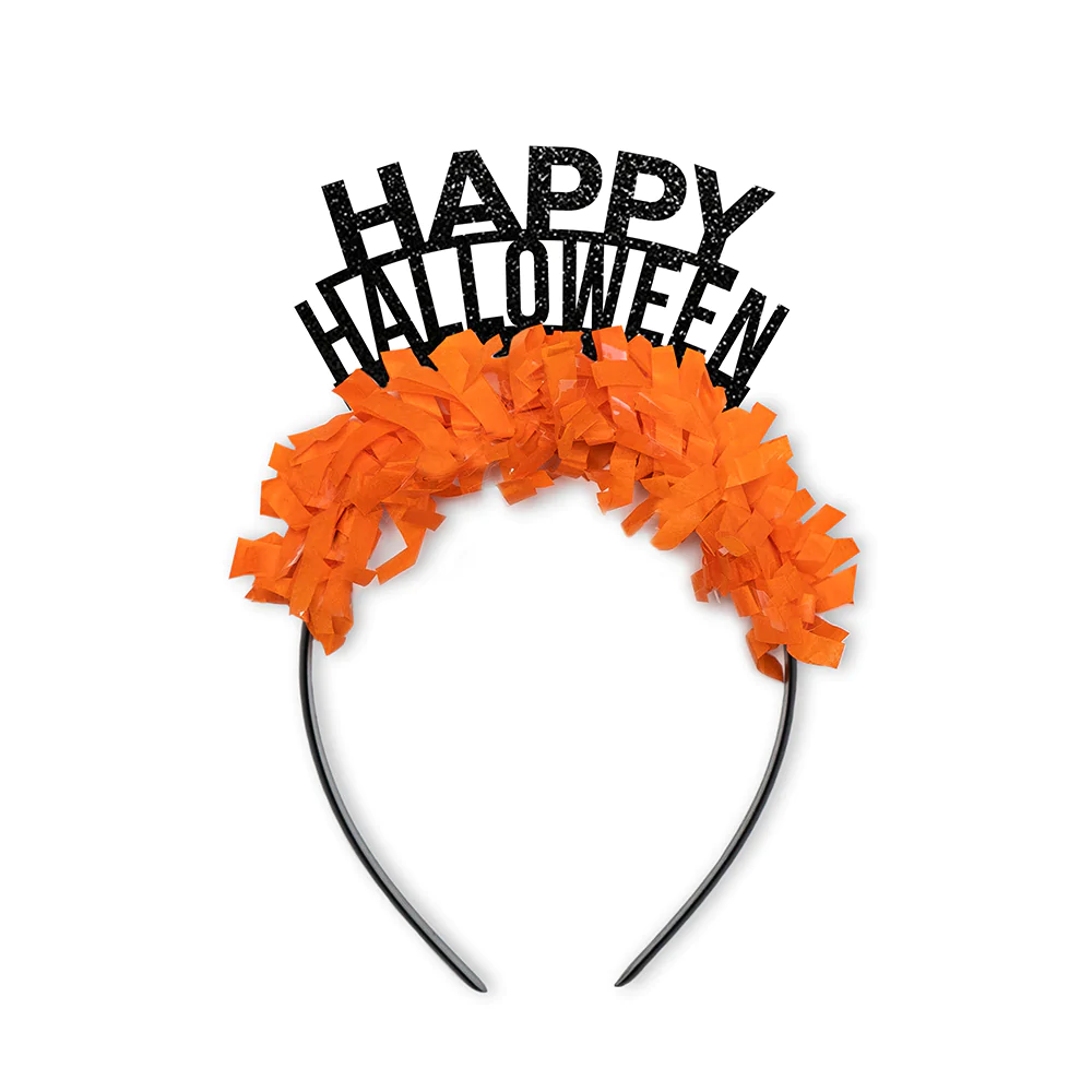 BLACK HAPPY HALLOWEEN PARTY CROWN Festive Gal Halloween Costumes Bonjour Fete - Party Supplies