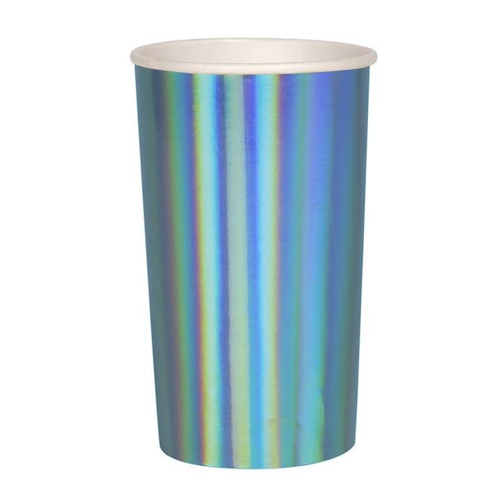 BLUE HOLOGRAPHIC CUPS Meri Meri Cups HIGHBALL - 13 OZ Bonjour Fete - Party Supplies