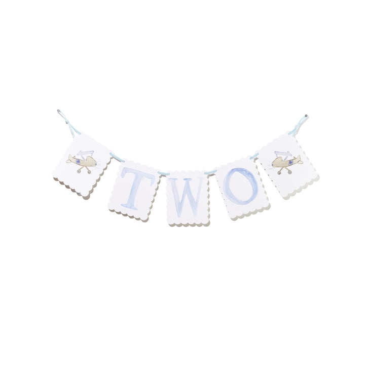 BLUE "TWO" BIRTHDAY BANNER BY OVER THE MOON Over The Moon Bonjour Fete - Party Supplies