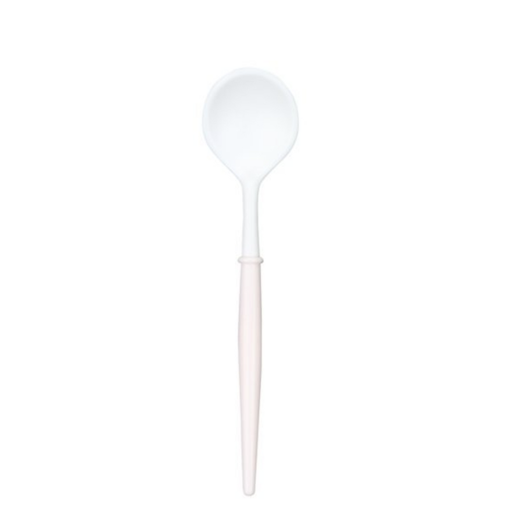 BELLA WHITE AND BLUSH CUTLERY Sophistiplate LLC Cutlery 12-PIECE COCKTAIL SPOONS Bonjour Fete - Party Supplies