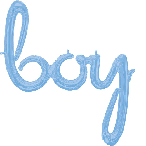 "BOY" PASTEL BLUE SCRIPT BALLOON LA Balloons Bonjour Fete - Party Supplies