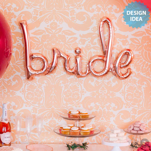 "BRIDE" ROSE GOLD SCRIPT BALLOON