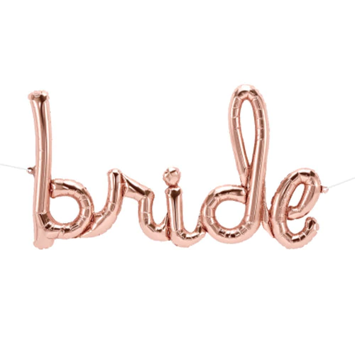 "BRIDE" ROSE GOLD SCRIPT BALLOON