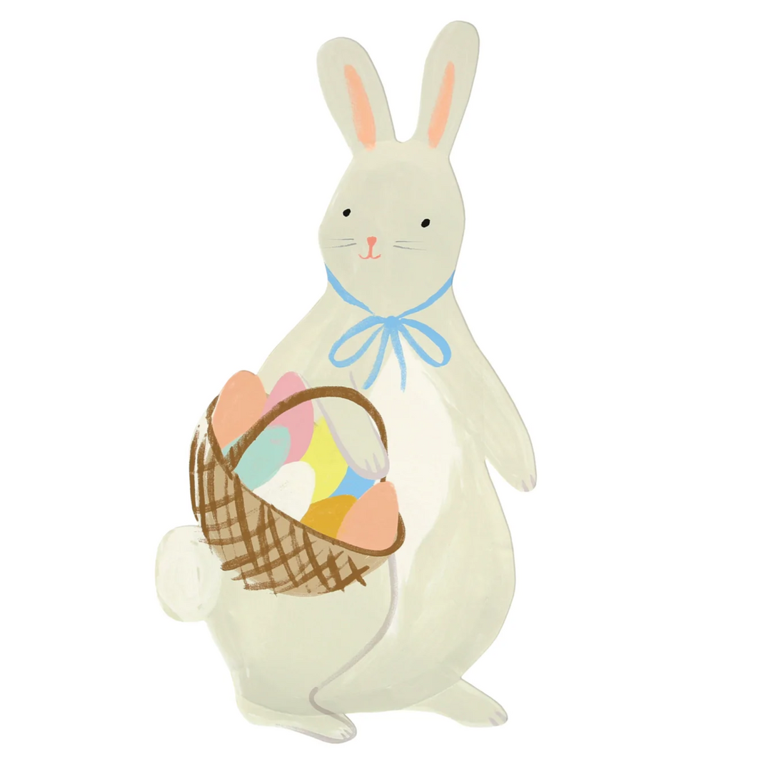 BUNNY WITH BASKET PLATES Meri Meri Plates Bonjour Fete - Party Supplies