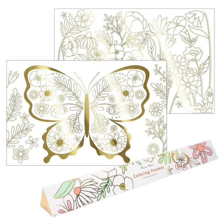 BUTTERFLY THEMED COLORING POSTERS Meri Meri Arts & Crafts Bonjour Fete - Party Supplies