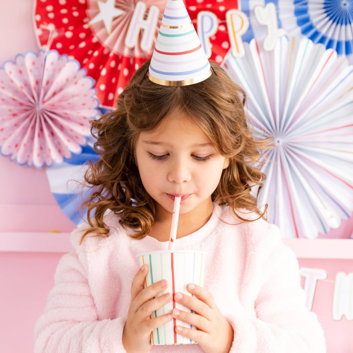 RAINBOW STRIPE PARTY CUPS Oui Party Cups Bonjour Fete - Party Supplies