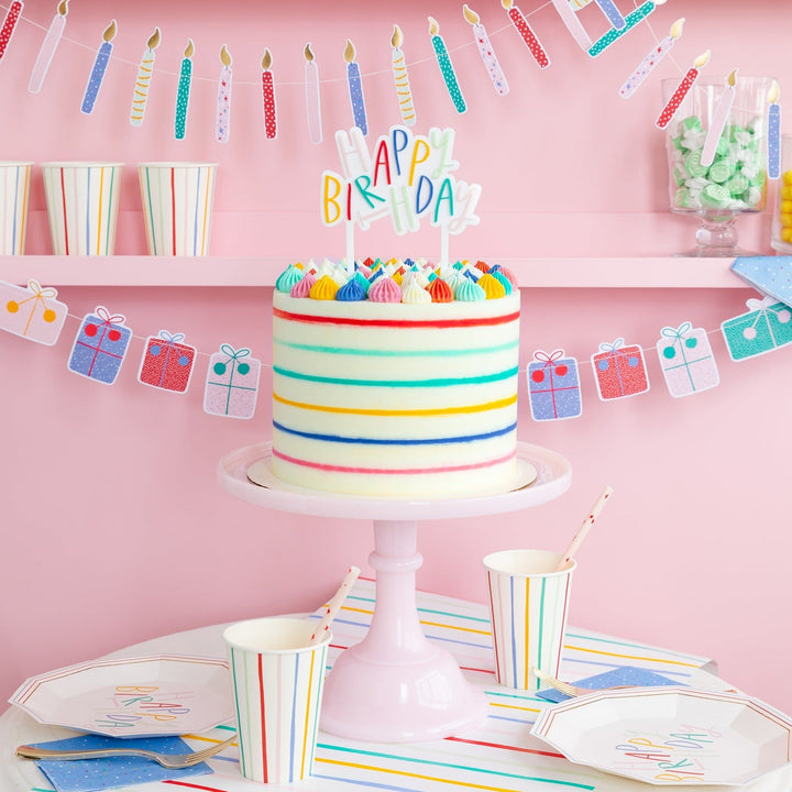 HAPPY BIRTHDAY RAINBOW CAKE TOPPER Oui Party Cake Topper Bonjour Fete - Party Supplies