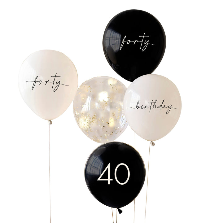 BLACK & NEUTRAL MILESTONE BIRTHDAY BALLOONS Bonjour Fête  Forty Bonjour Fete - Party Supplies